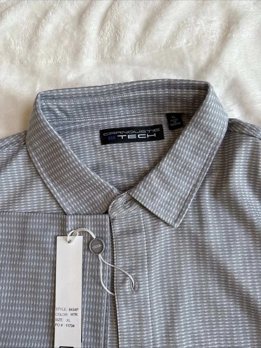 Carnoustie Tech Men’s Light Gray Performance Polo - Picture 2 of 3
